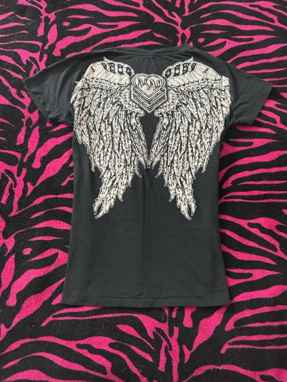 Y2k grunge goth rare 2000s Angel wings Metal Mulisha tee